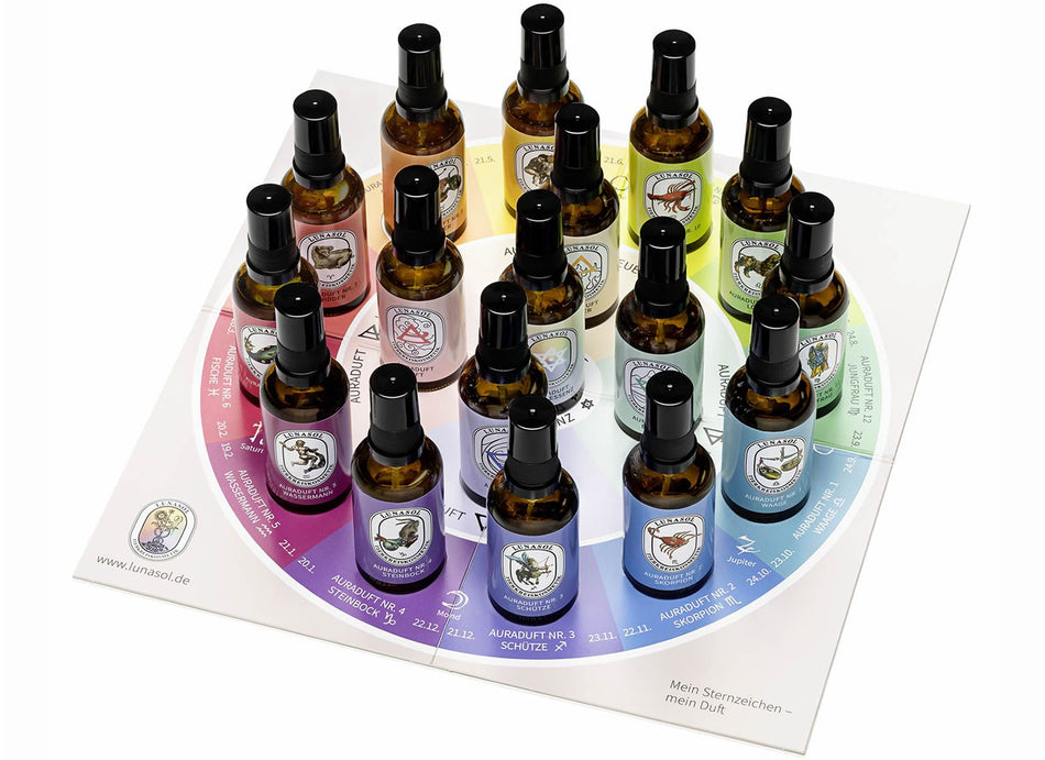 SET der 17 AURADÜFTE - LUNASOL Tierkreiskosmetik ®