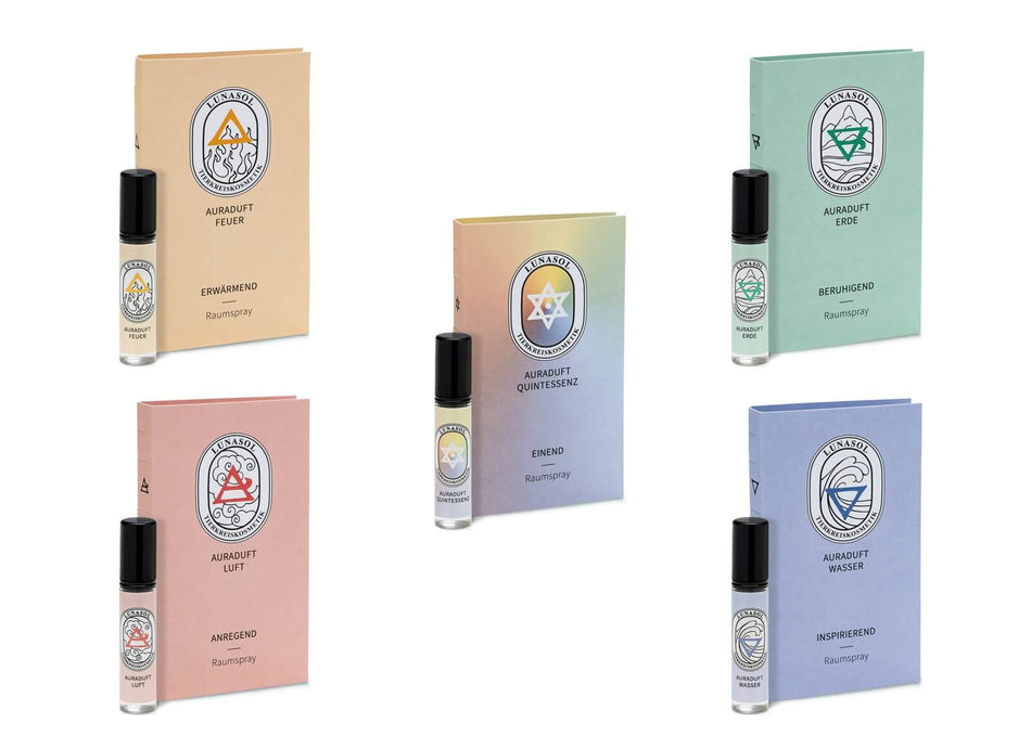 Testset ELEMENTE mit 5 AURADÜFTEN - LUNASOL Tierkreiskosmetik ®