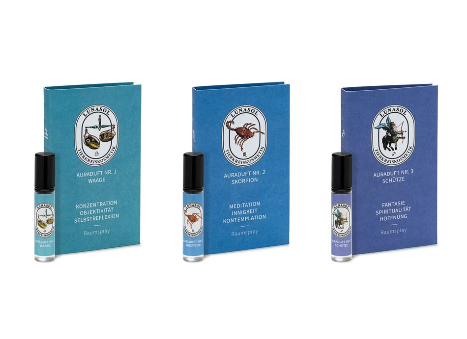 Test-SET der 12 STERNZEICHEN-AURADÜFTE - LUNASOL Tierkreiskosmetik ®